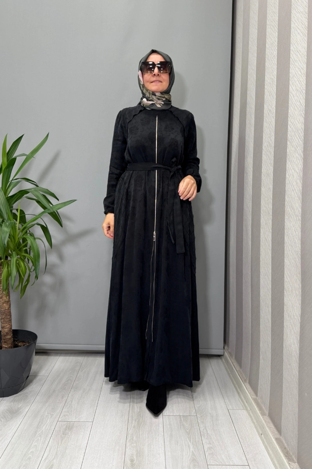 Misswhence Fermuar Detaylı Jakarlı Cupra İpek Elbise Siyah 38835