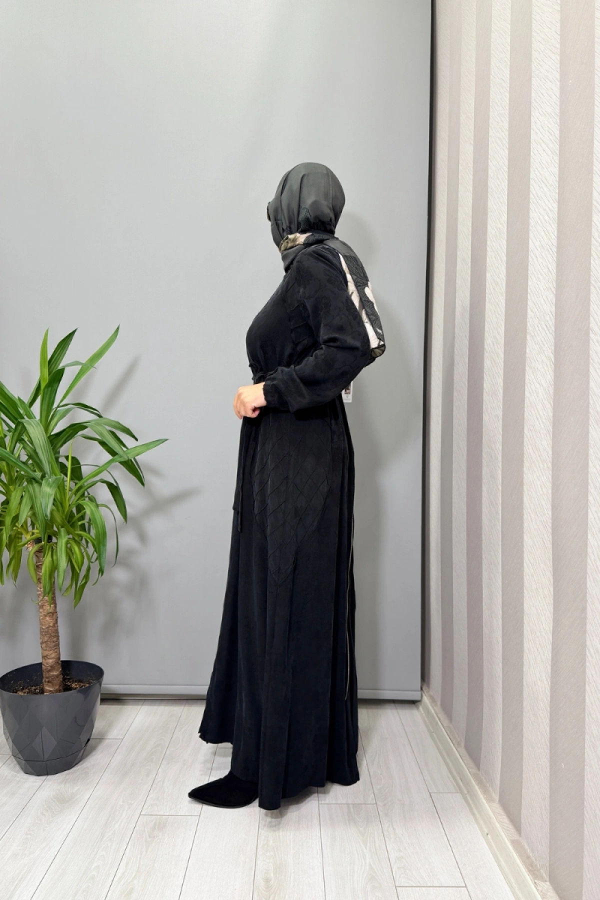 Misswhence Fermuar Detaylı Jakarlı Cupra İpek Elbise Siyah 38835