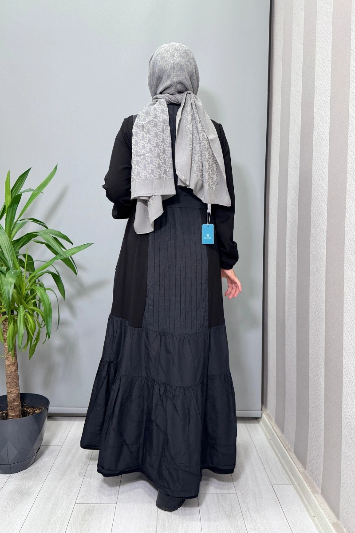 Misswhence Fermuar Detaylı Patchwork Elbise Siyah 38813