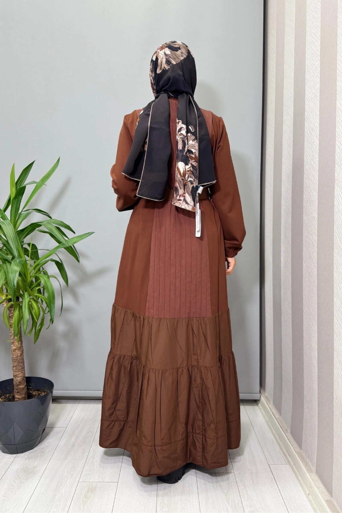 Misswhence Fermuar Detaylı Patchwork Elbise Taba 38813