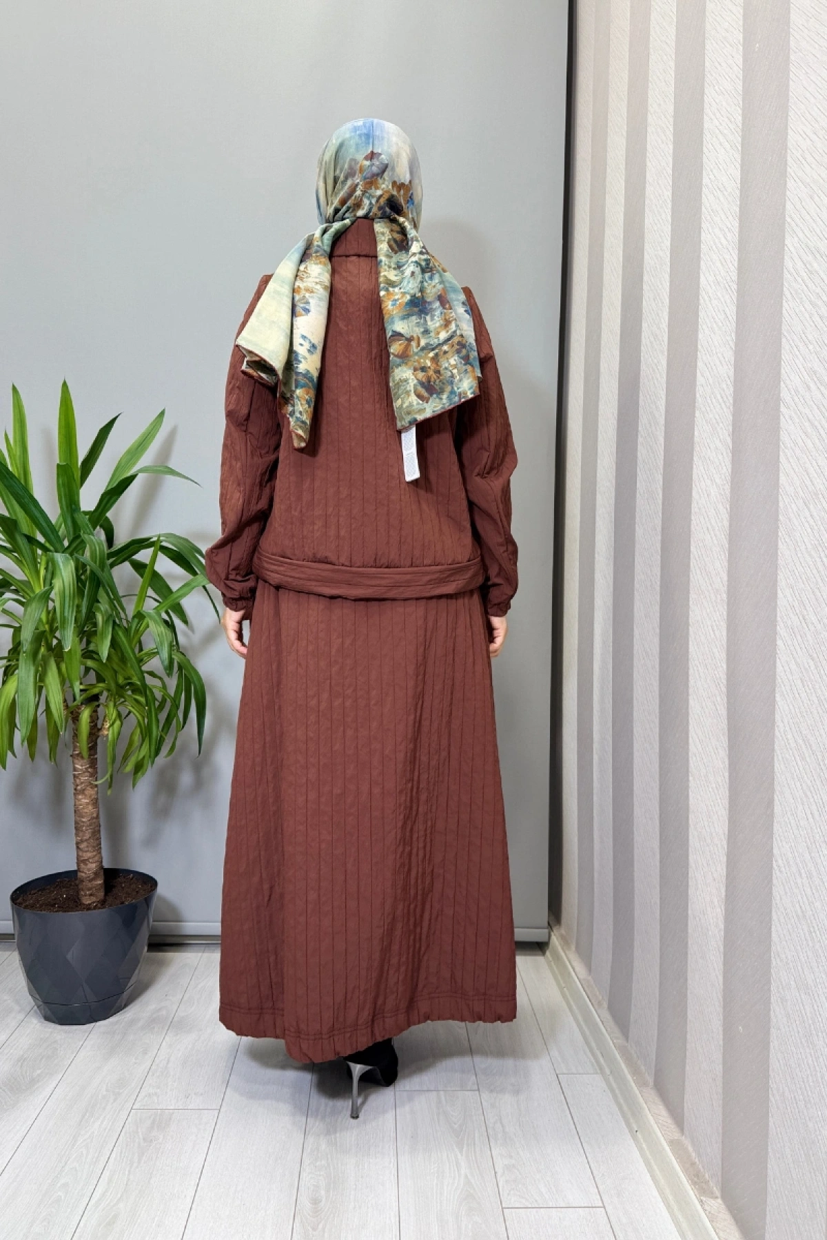 Misswhence Fermuar Detaylı Tafta Ceket Etek Takım Kiremit 38216