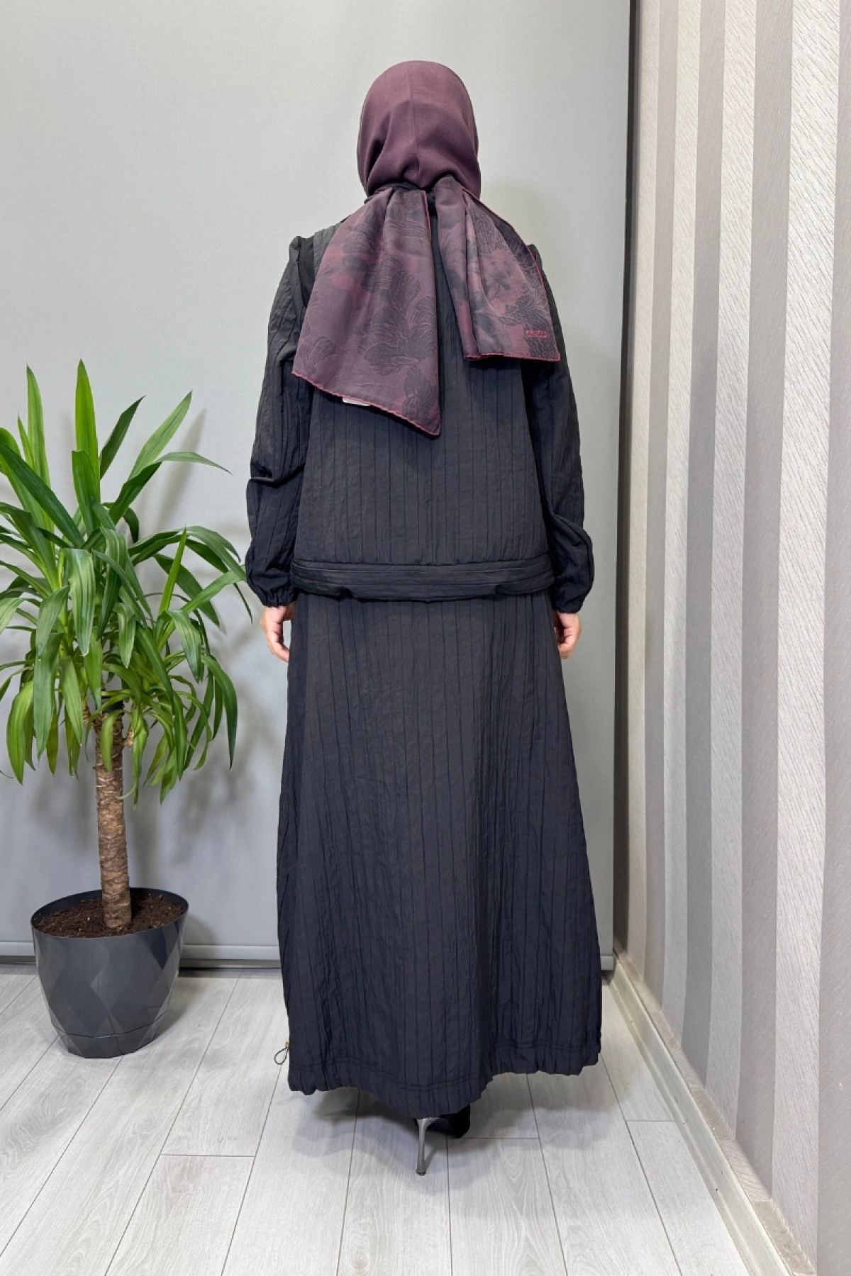 Misswhence Fermuar Detaylı Tafta Ceket Etek Takım Siyah 38216