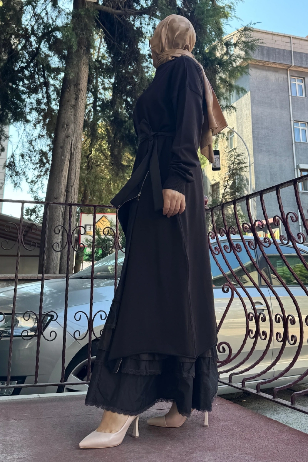 MissWhence Fermuar Detaylı Triko İkili Elbise Kahve 36834