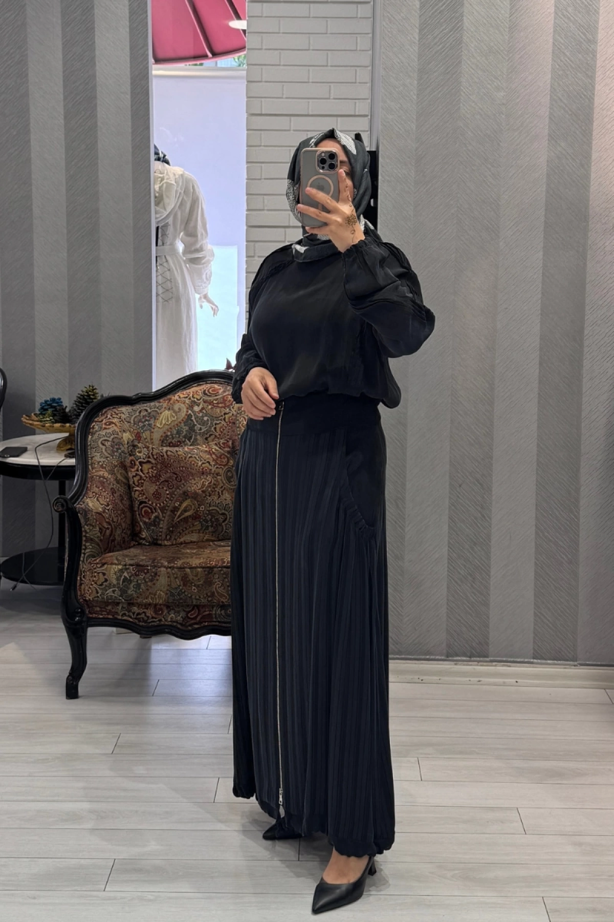Misswhence Fermuar Ve Cep Detaylı İpek Etek Siyah 35909