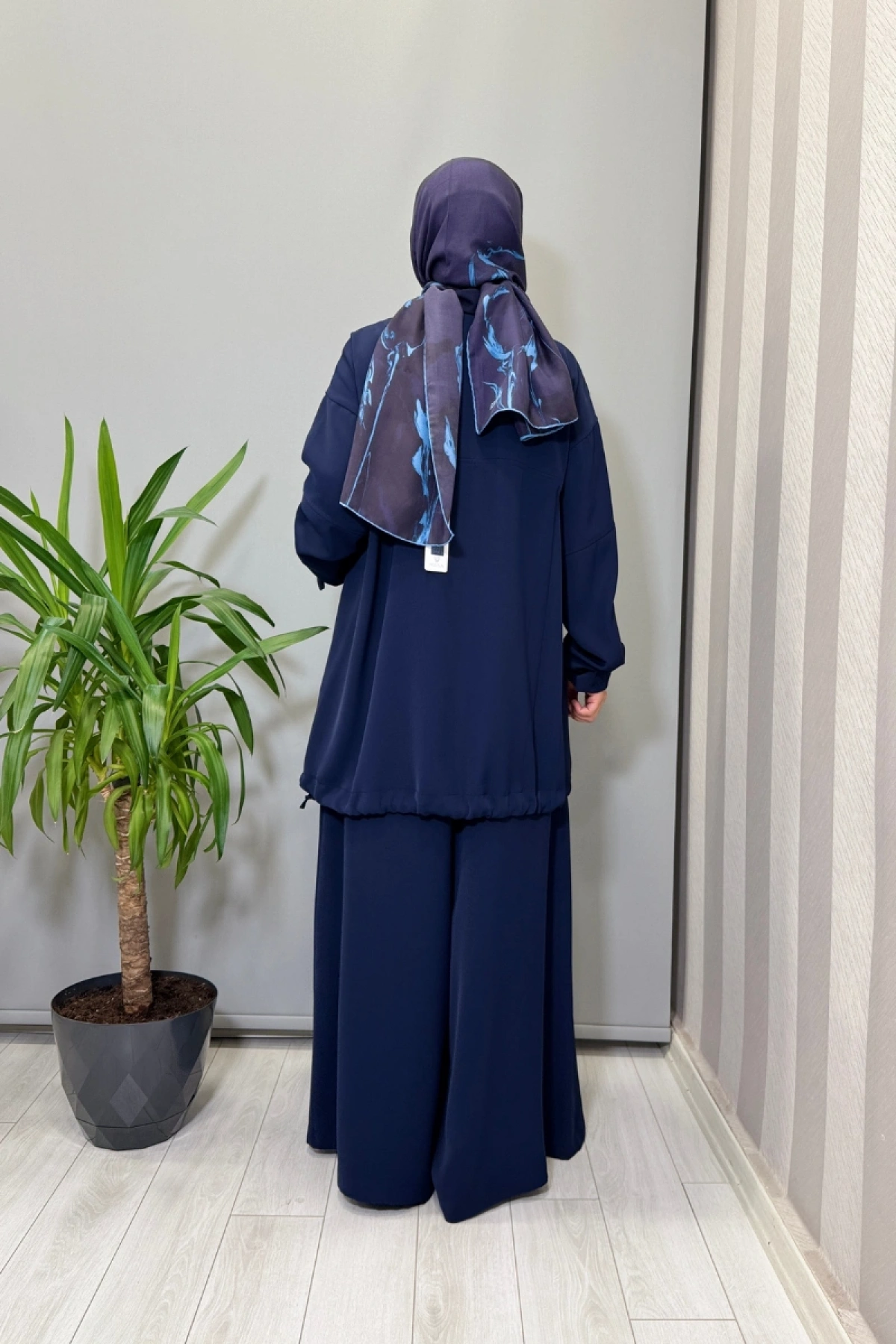 Misswhence Fermuar Yakalı Tunik Pantolon Takım Lacivert 38008