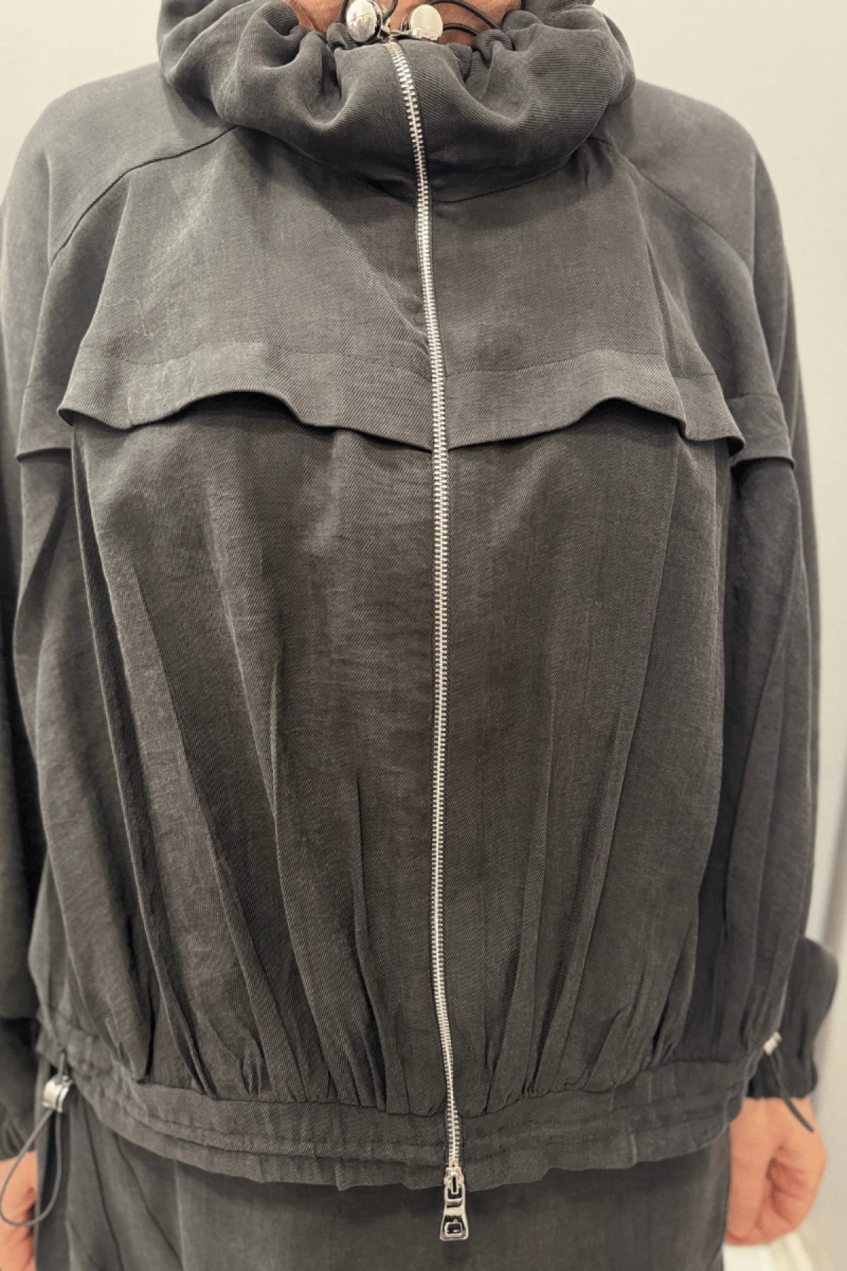 Misswhence Zippered Silk Linen Set Black 37200