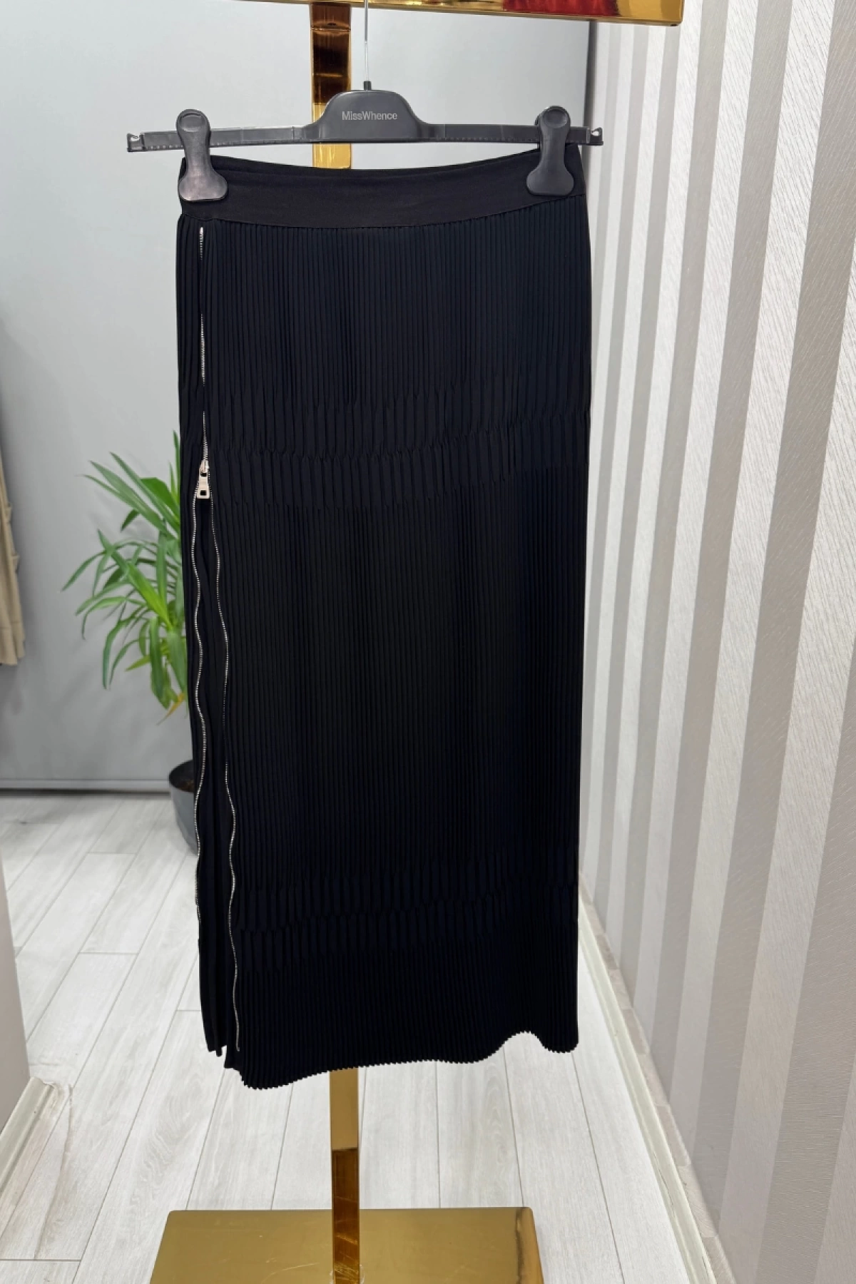 Misswhence Fermuarlı Pliseli Etek Siyah 37921