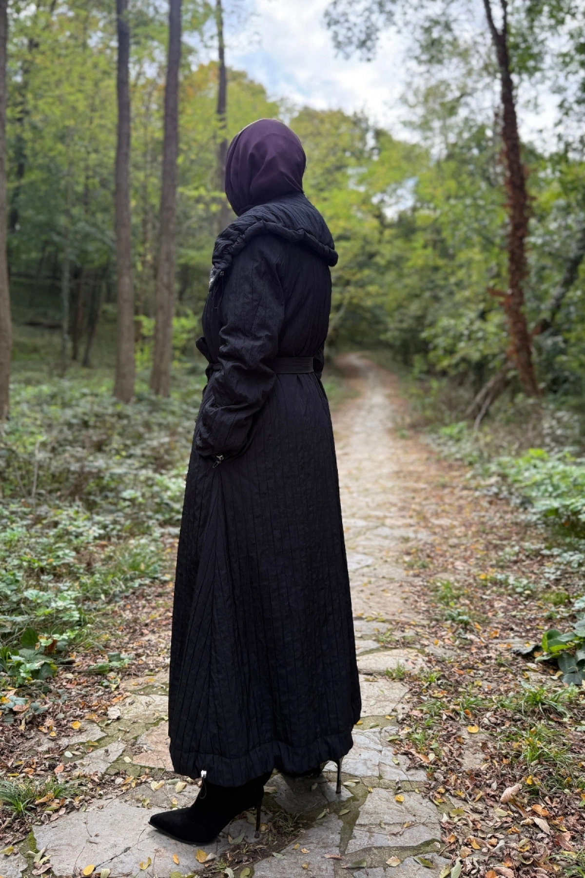 Misswhence Fermuarlı Tafta Pardesü Siyah 38508