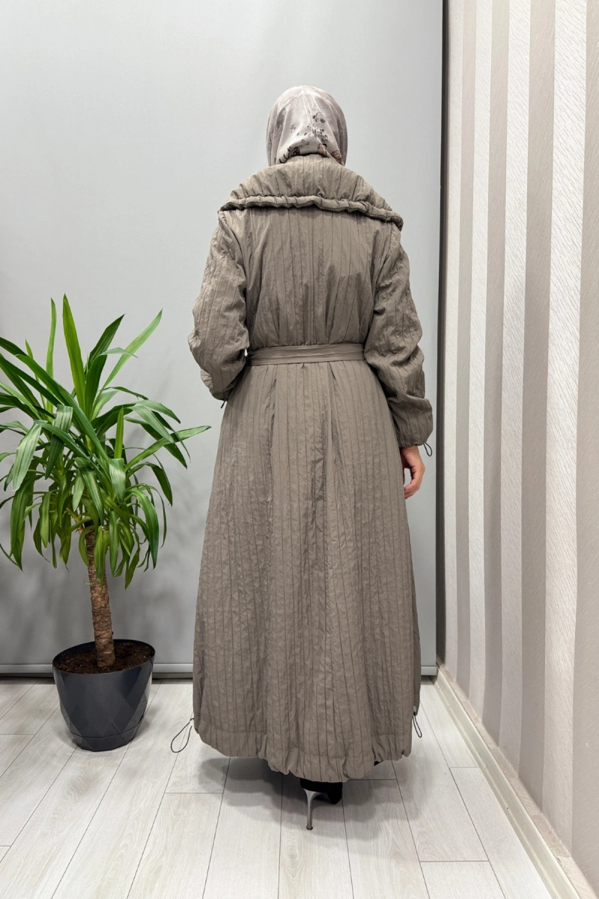 Misswhence Fermuarlı Tafta Pardesü Vizon 38508