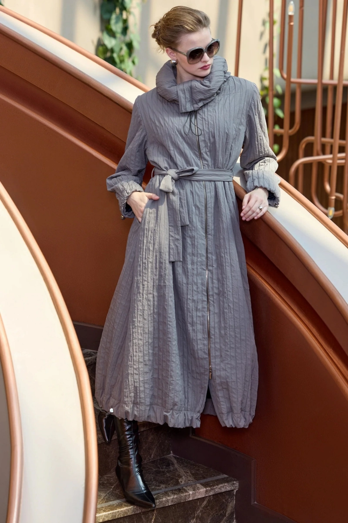 Misswhence Fermuarlı Tafta Pardesü Vizon 38508