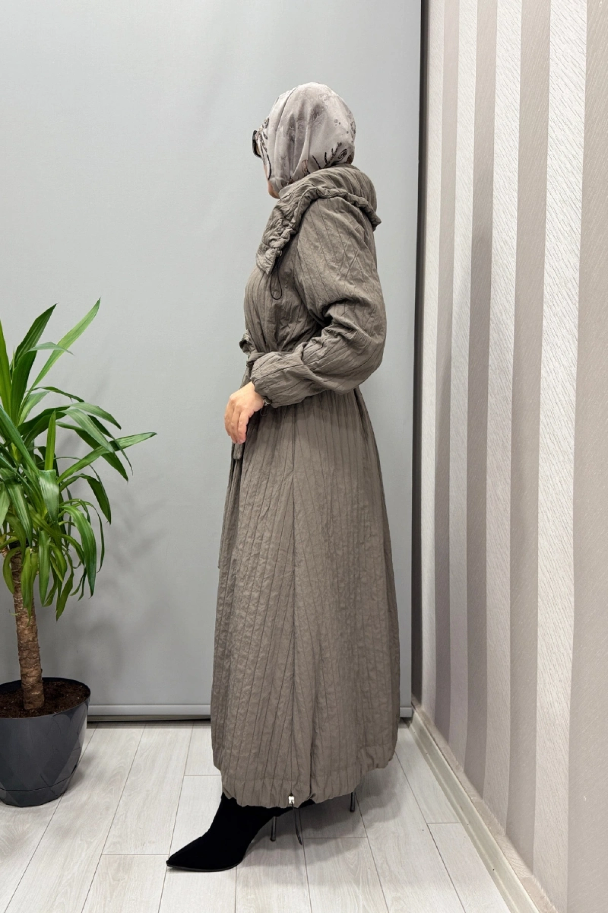 Misswhence Fermuarlı Tafta Pardesü Vizon 38508