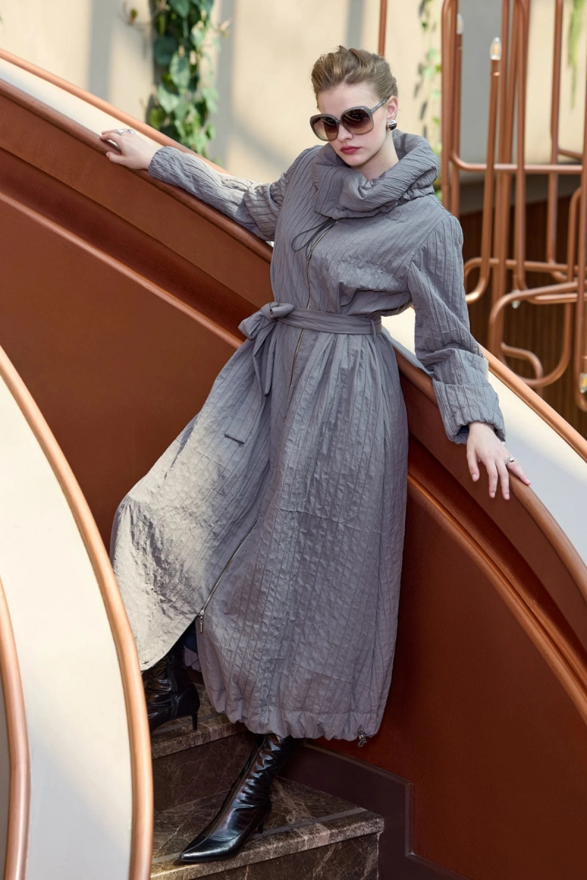 Misswhence Fermuarlı Tafta Pardesü Vizon 38508