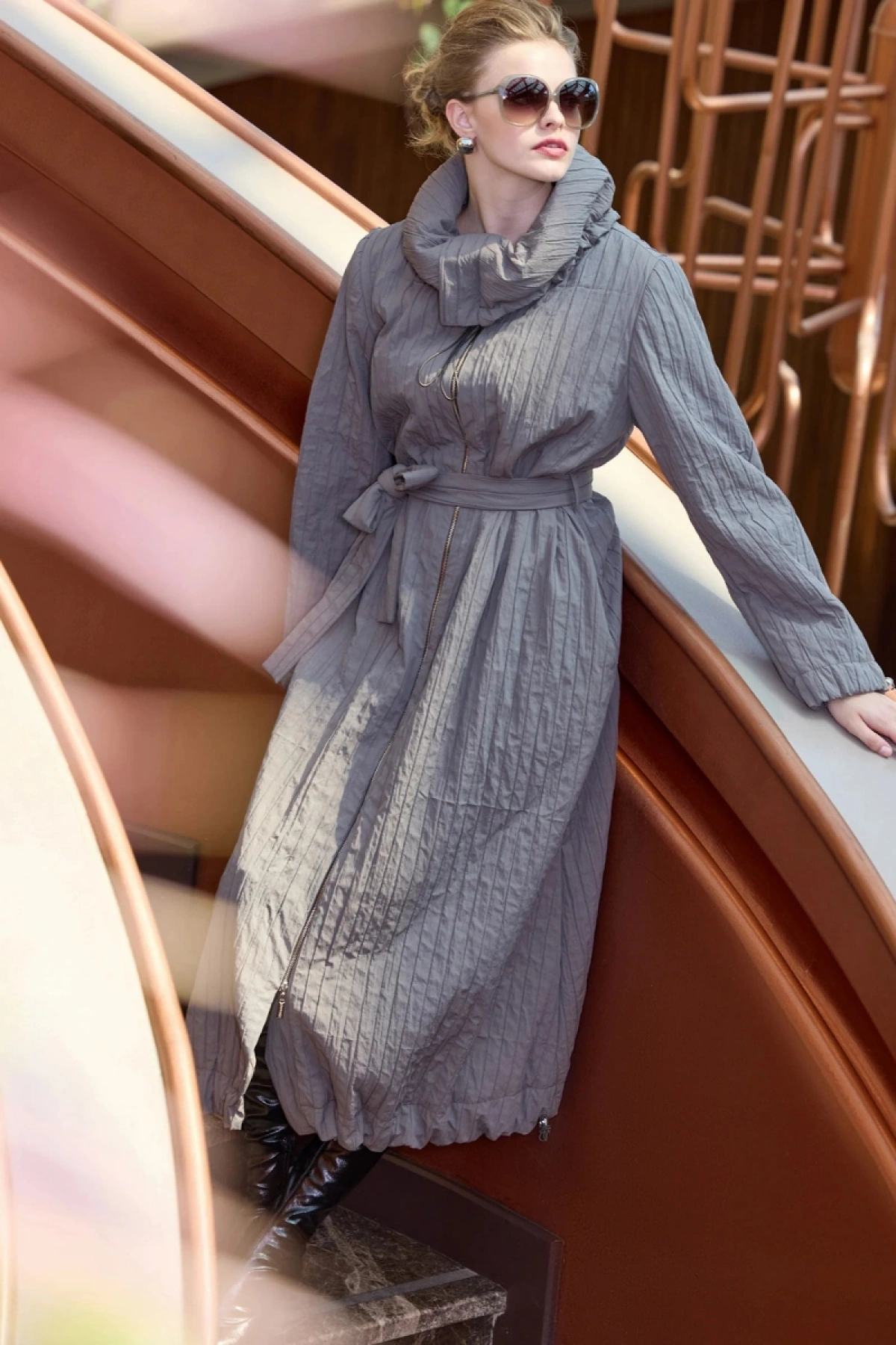 Misswhence Fermuarlı Tafta Pardesü Vizon 38508