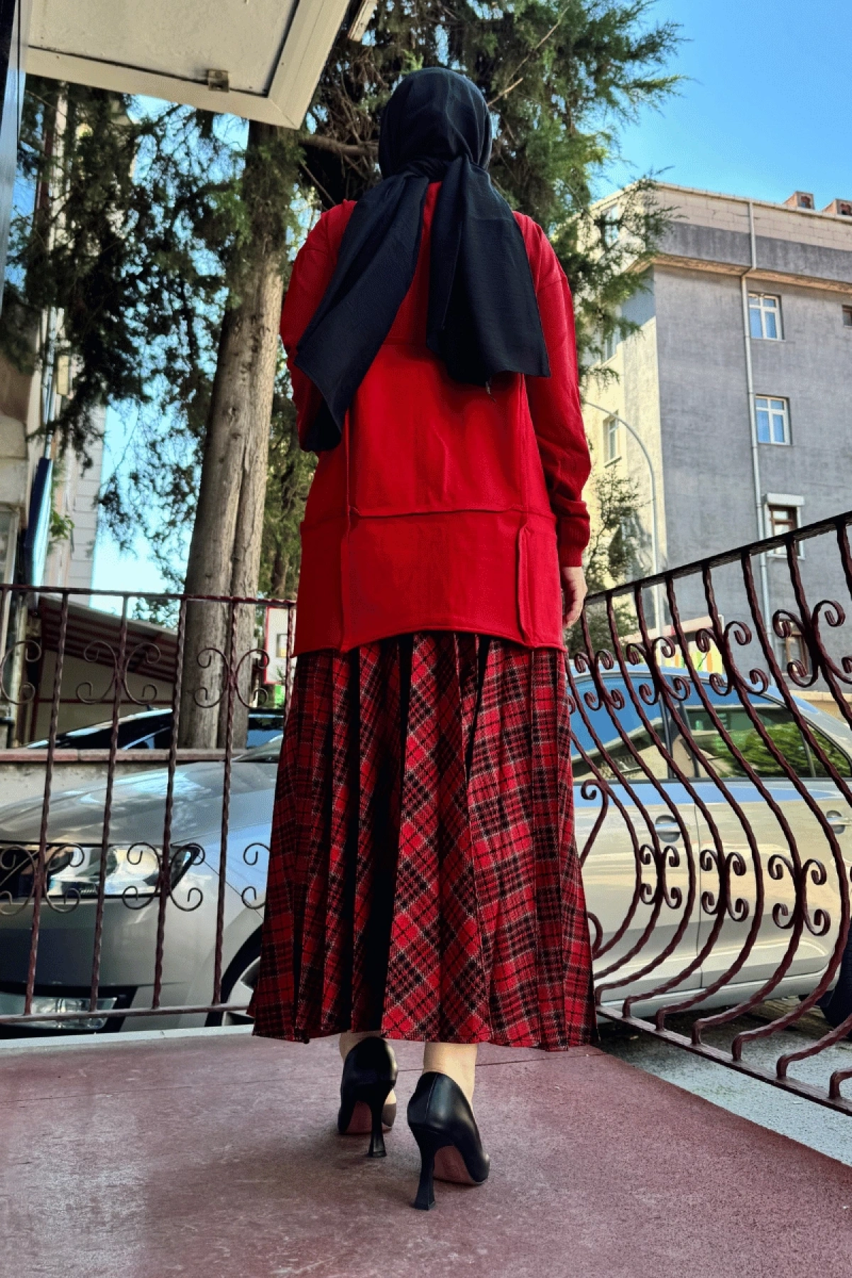 MissWhence Fermuarlı Triko Tunik Kırmızı 36013