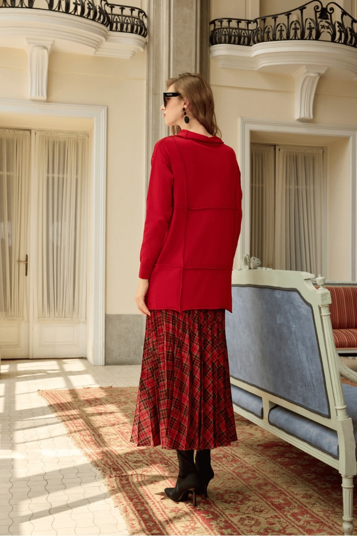 MissWhence Fermuarlı Triko Tunik Kırmızı 36013
