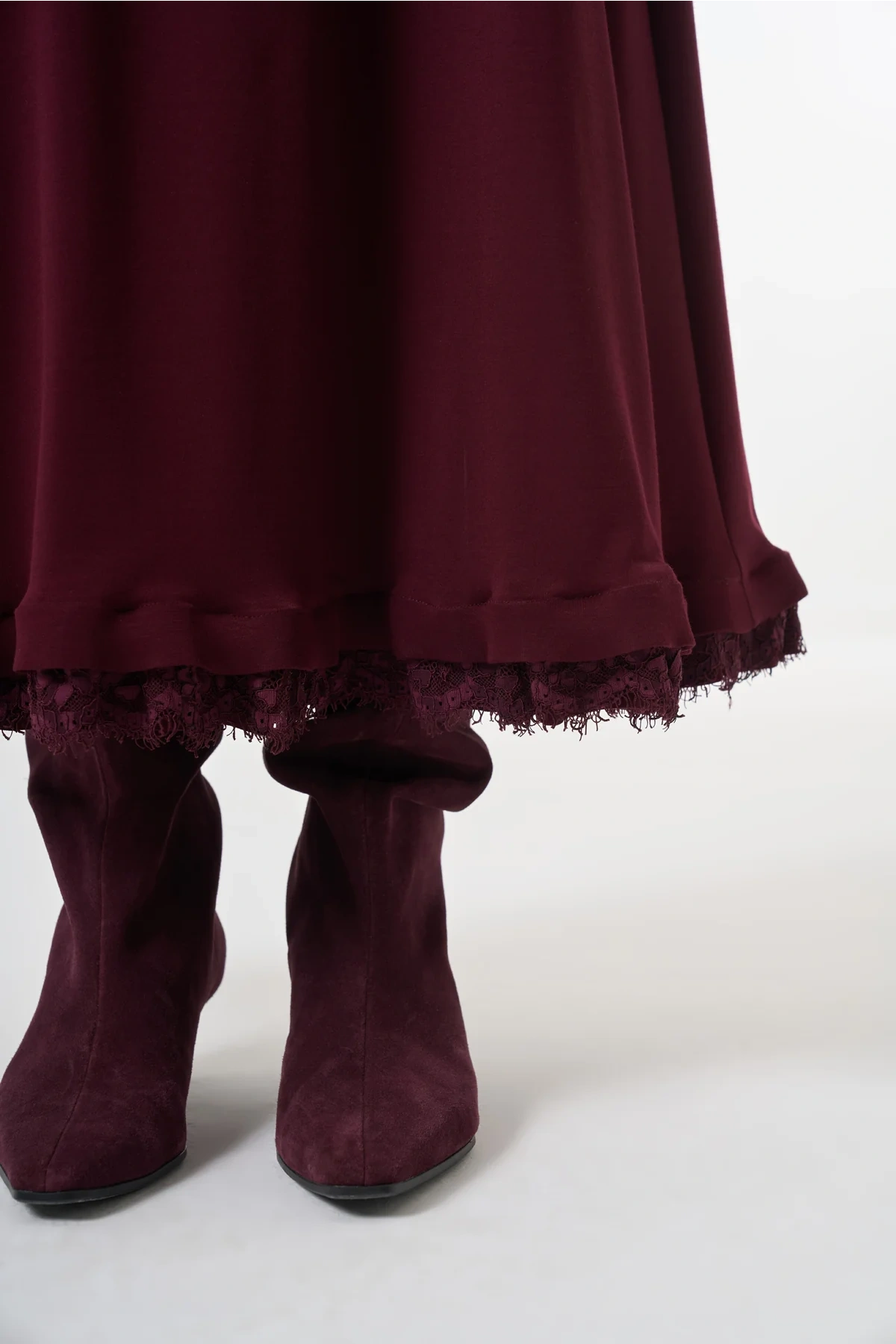 Misswhence Güpür Detaylı Etek Takım Bordo 38004