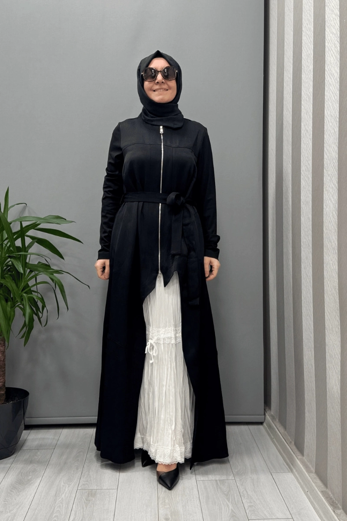 Misswhence İkili Chanel Keten Elbise Siyah 37806
