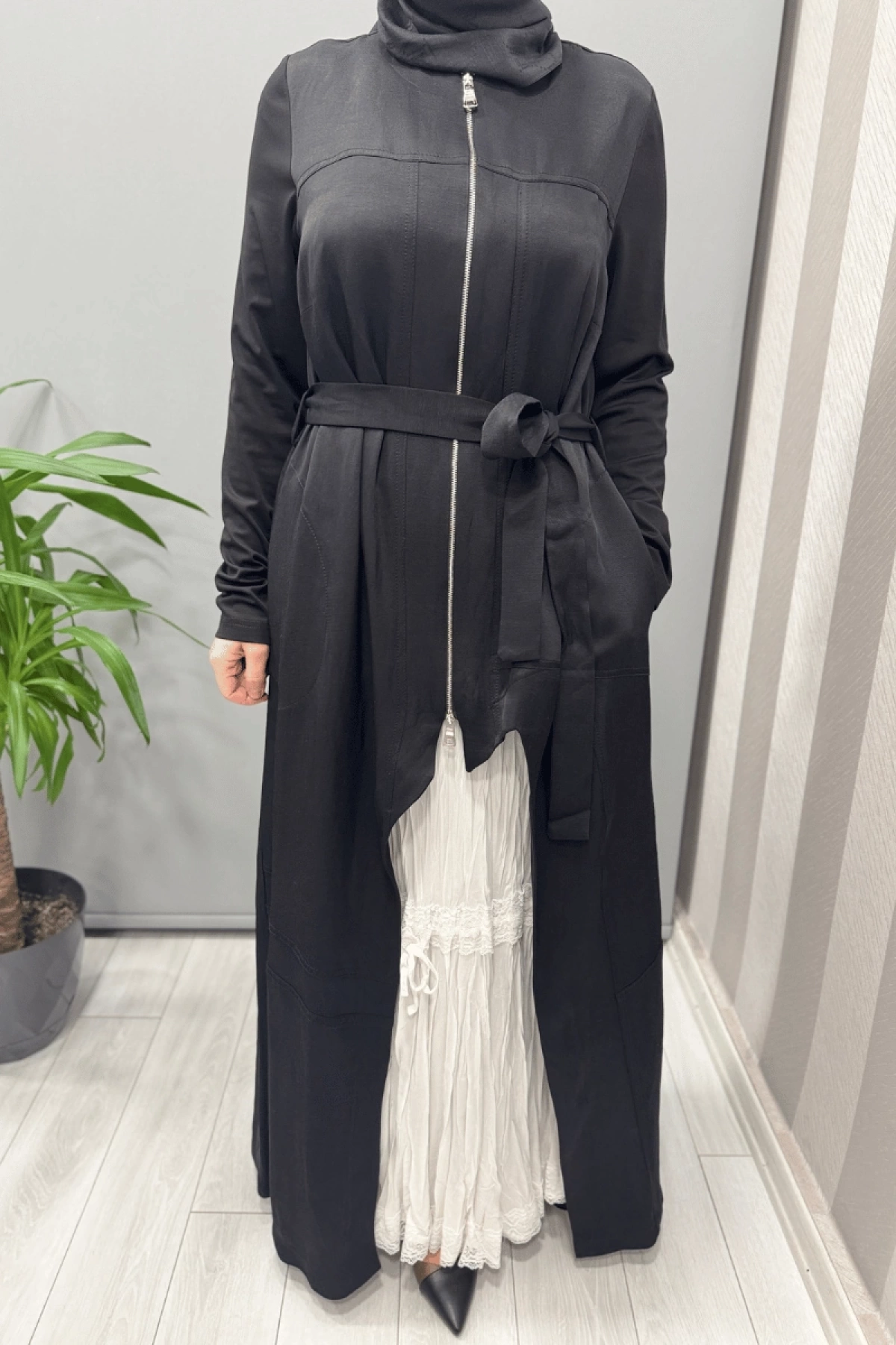 Misswhence İkili Chanel Keten Elbise Siyah 37806