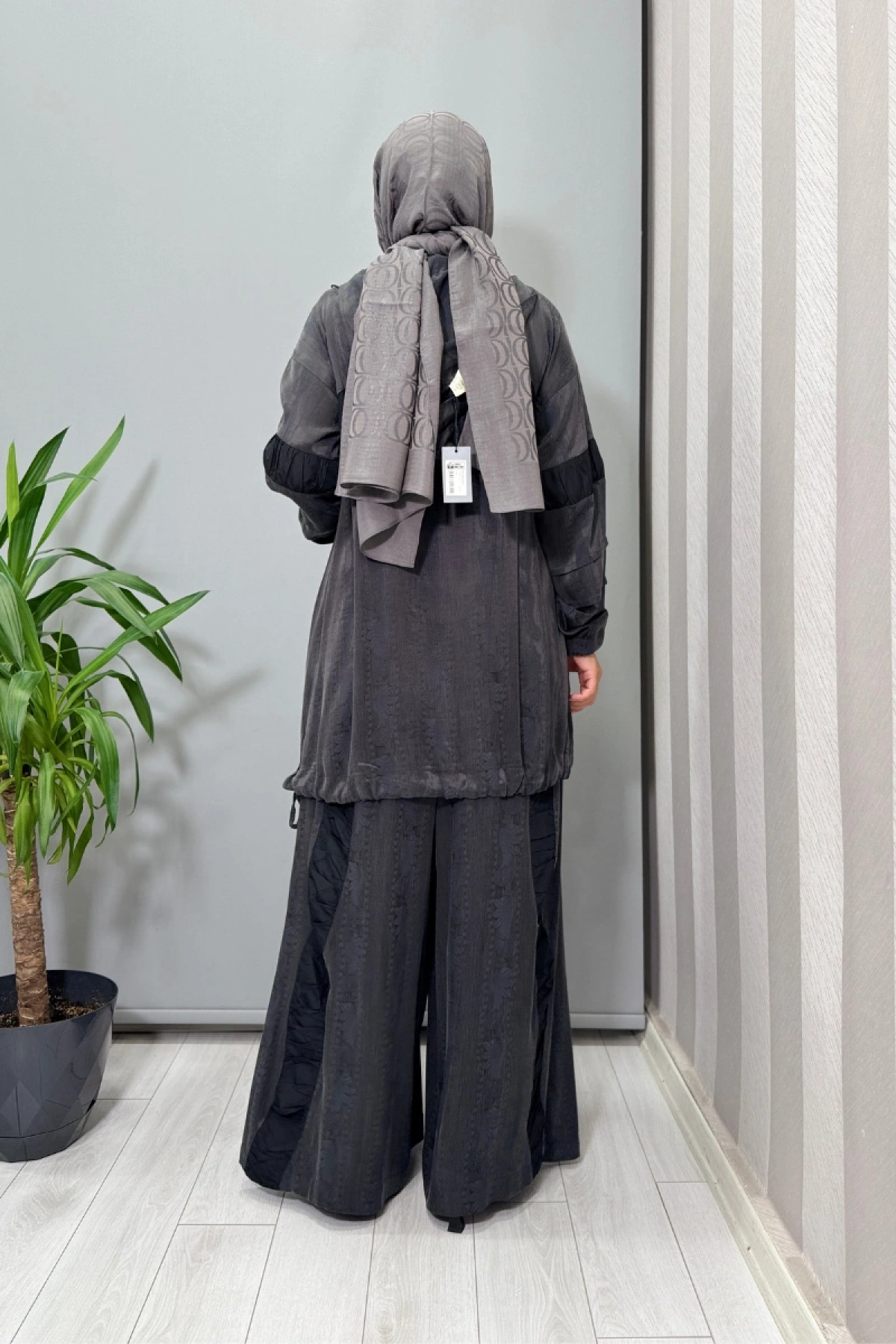 Misswhence İpek Tunik Pantolon Takım Gri 38034