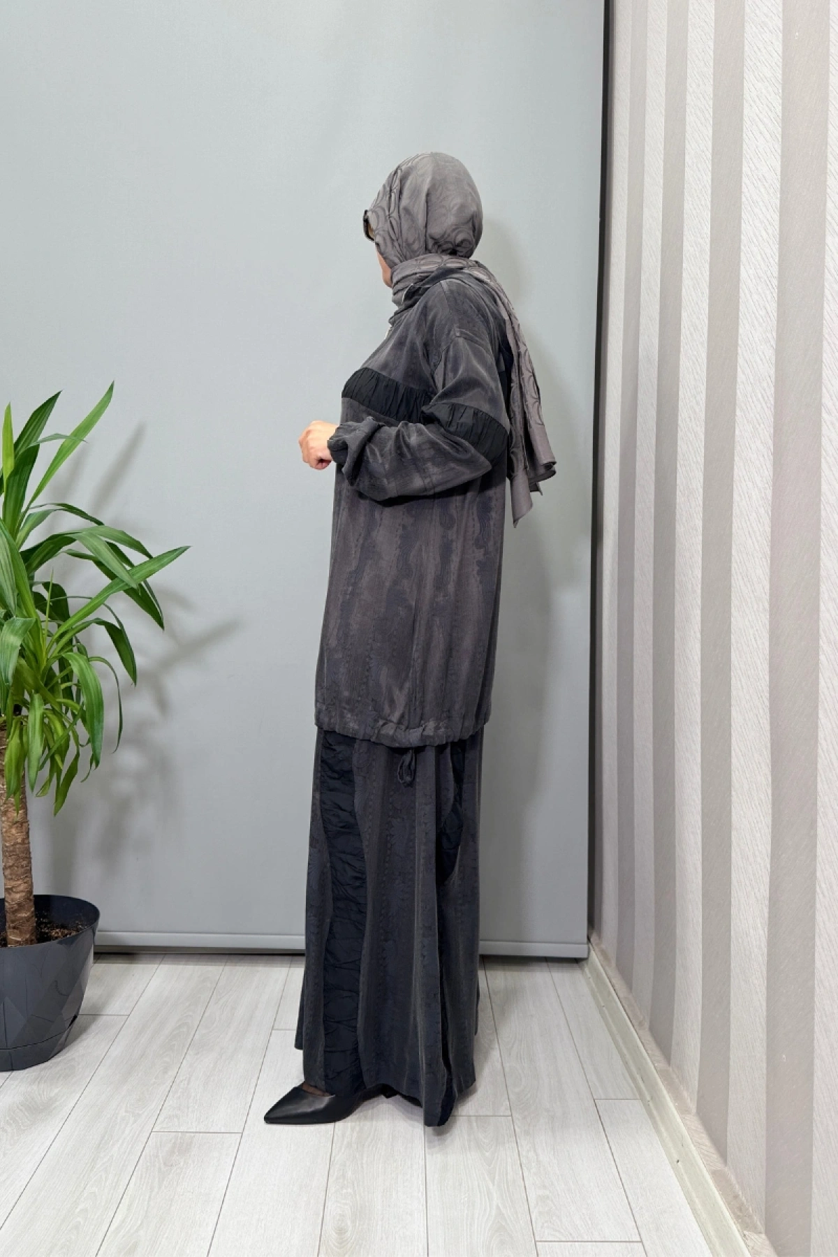 Misswhence İpek Tunik Pantolon Takım Gri 38034