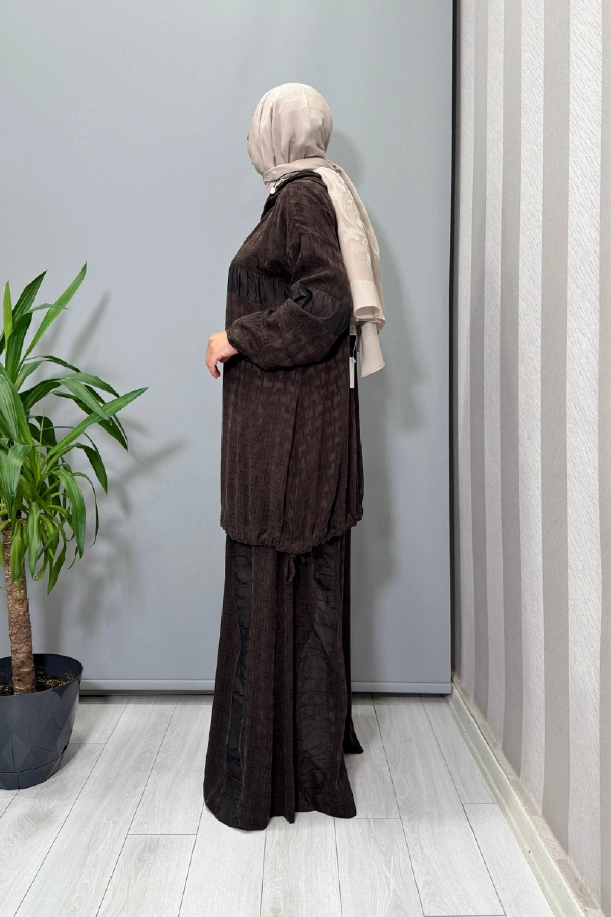 Misswhence İpek Tunik Pantolon Takım Kahve 38034