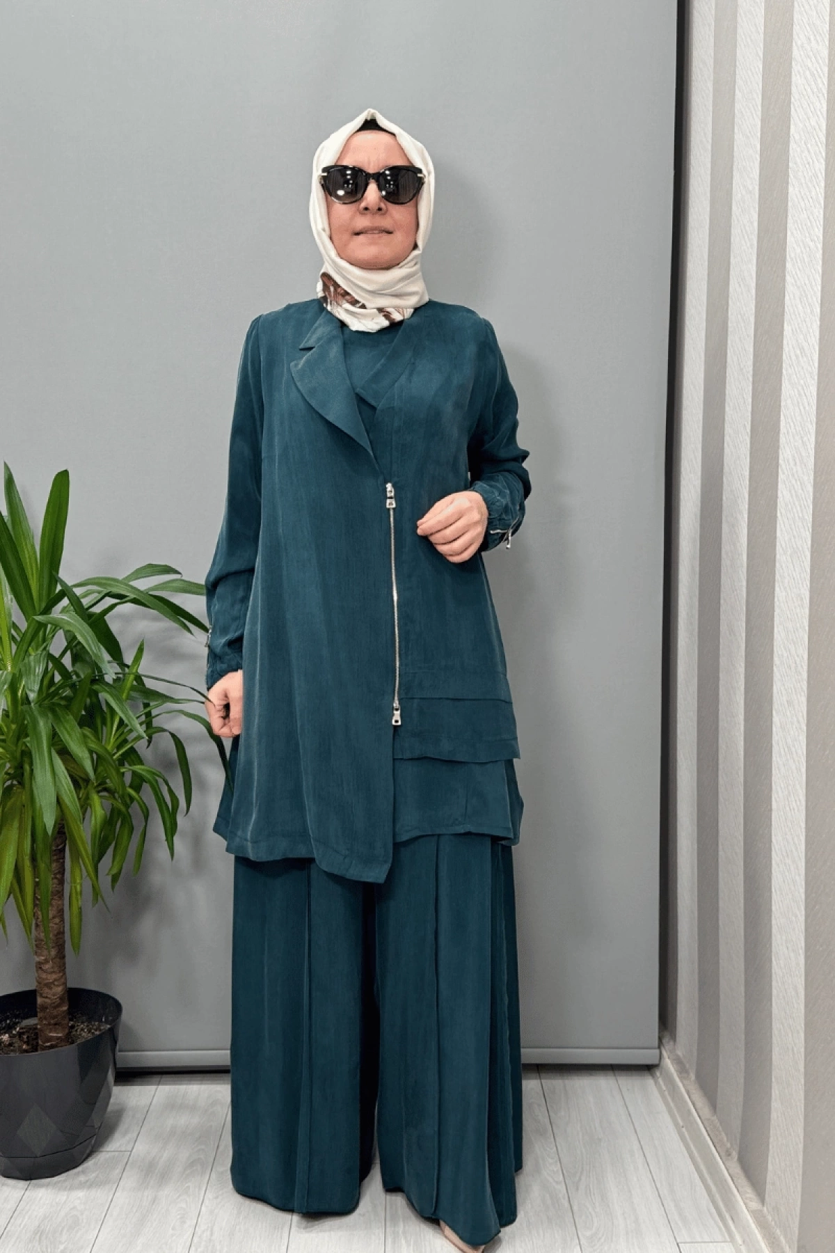 Misswhence Silk Three-Piece Set Emerald 37205