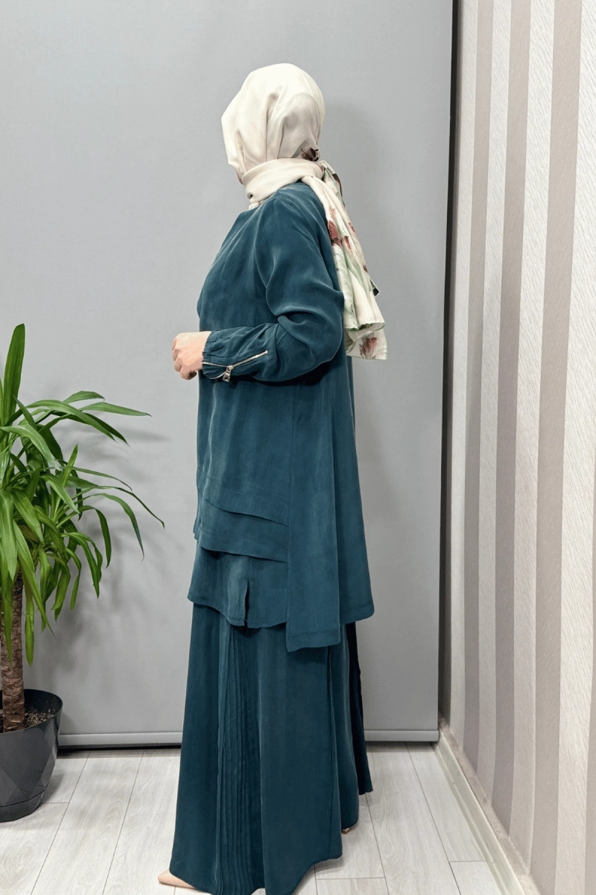Misswhence Silk Three-Piece Set Emerald 37205