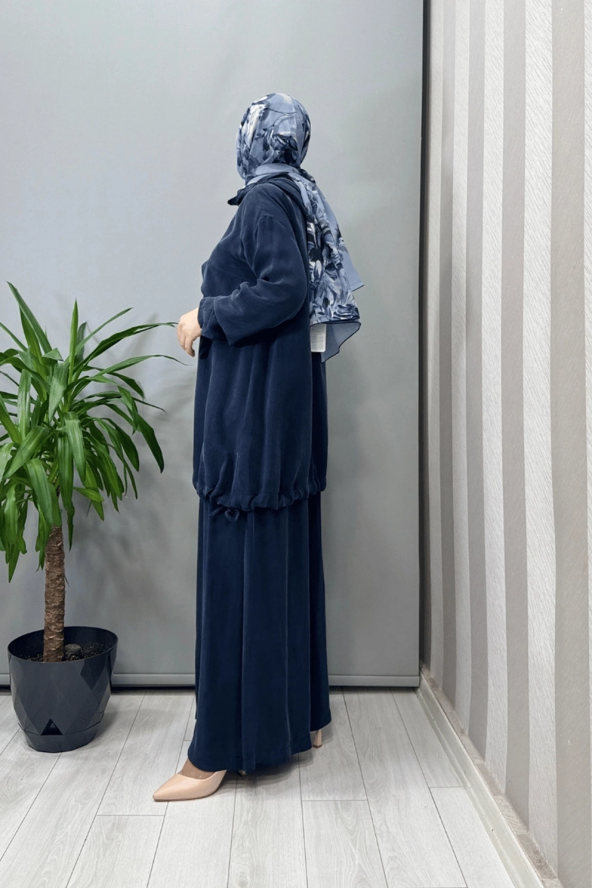 Misswhence Kapüşonlu Tunik Pantolon Takımı Lacivert 37007