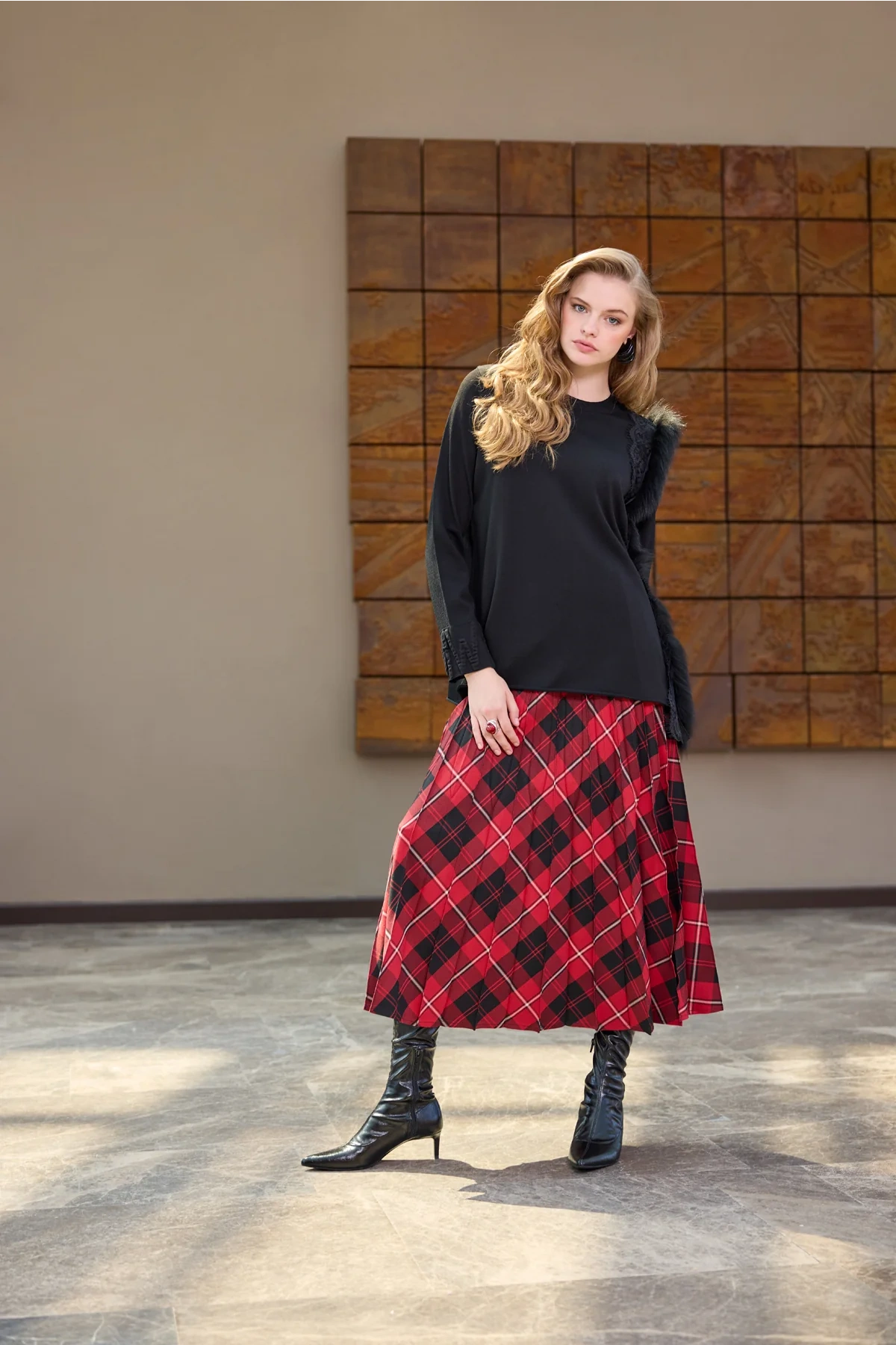 Misswhence Kürklü Triko Tunik Siyah Miss 268