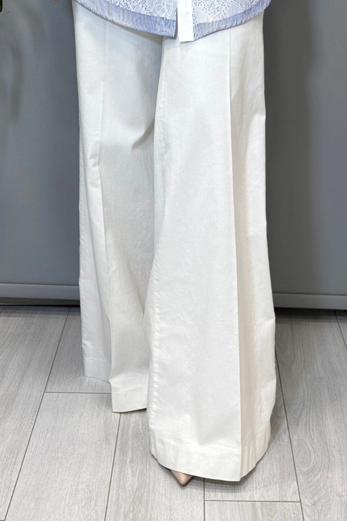 Misswhence Likralı Geniş Paça Kot Pantolon Beyaz 39106