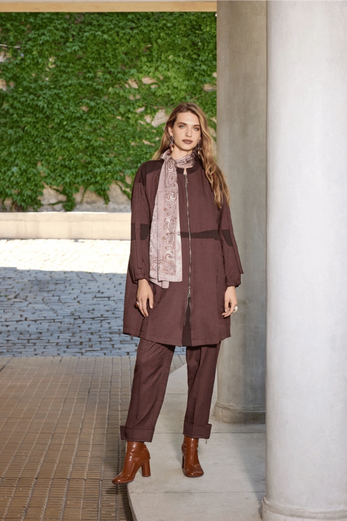 MissWhence Seasonal Zippered Shirt Coat Coffee 36407