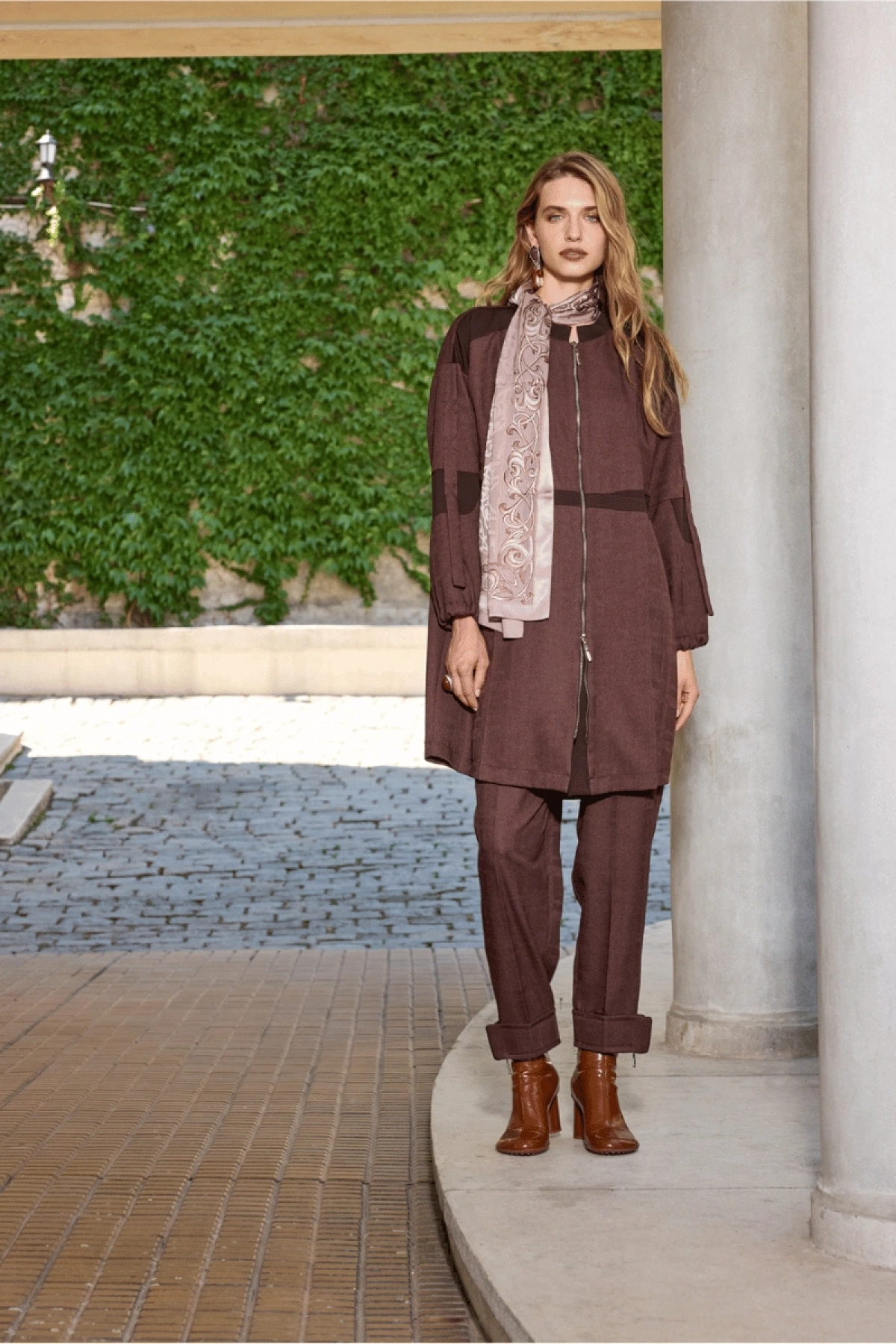 MissWhence Seasonal Zippered Shirt Coat Coffee 36407