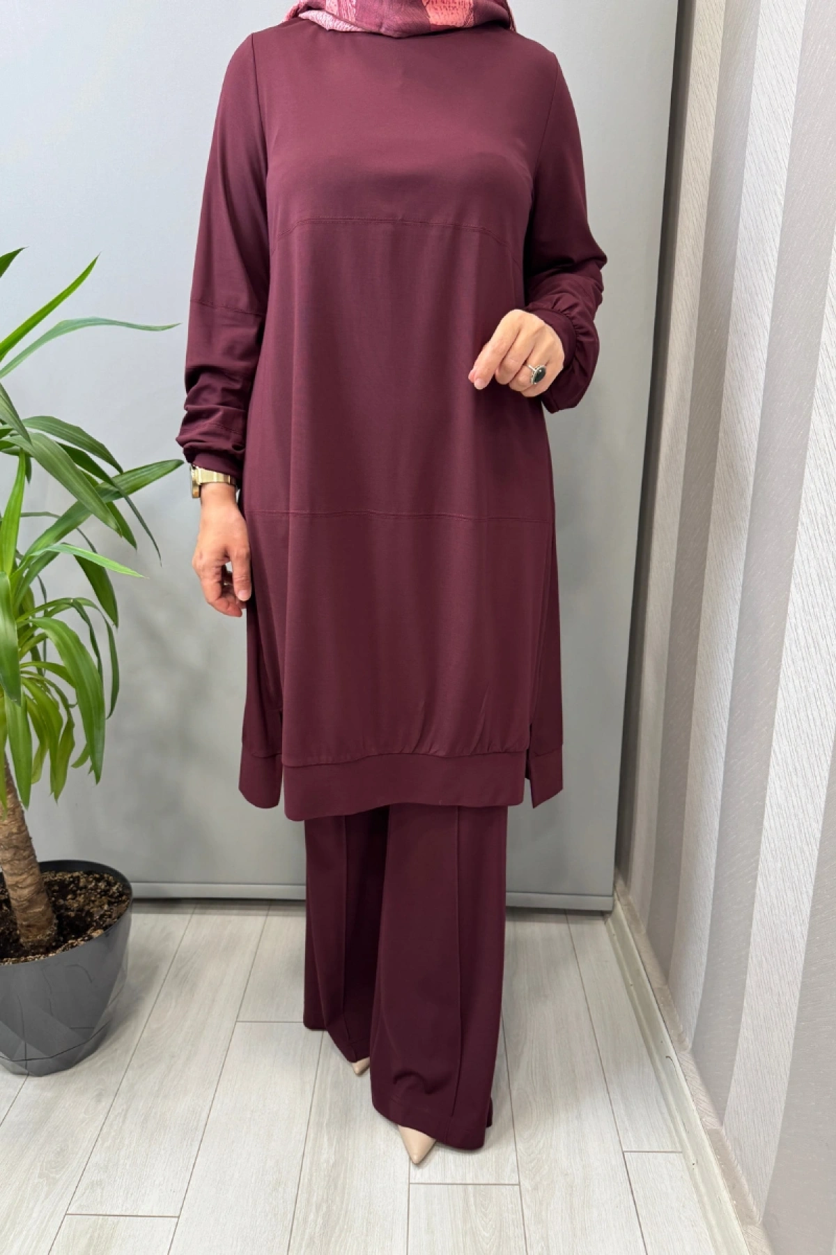 Misswhence Modal Penye Tunik Bordo 39030