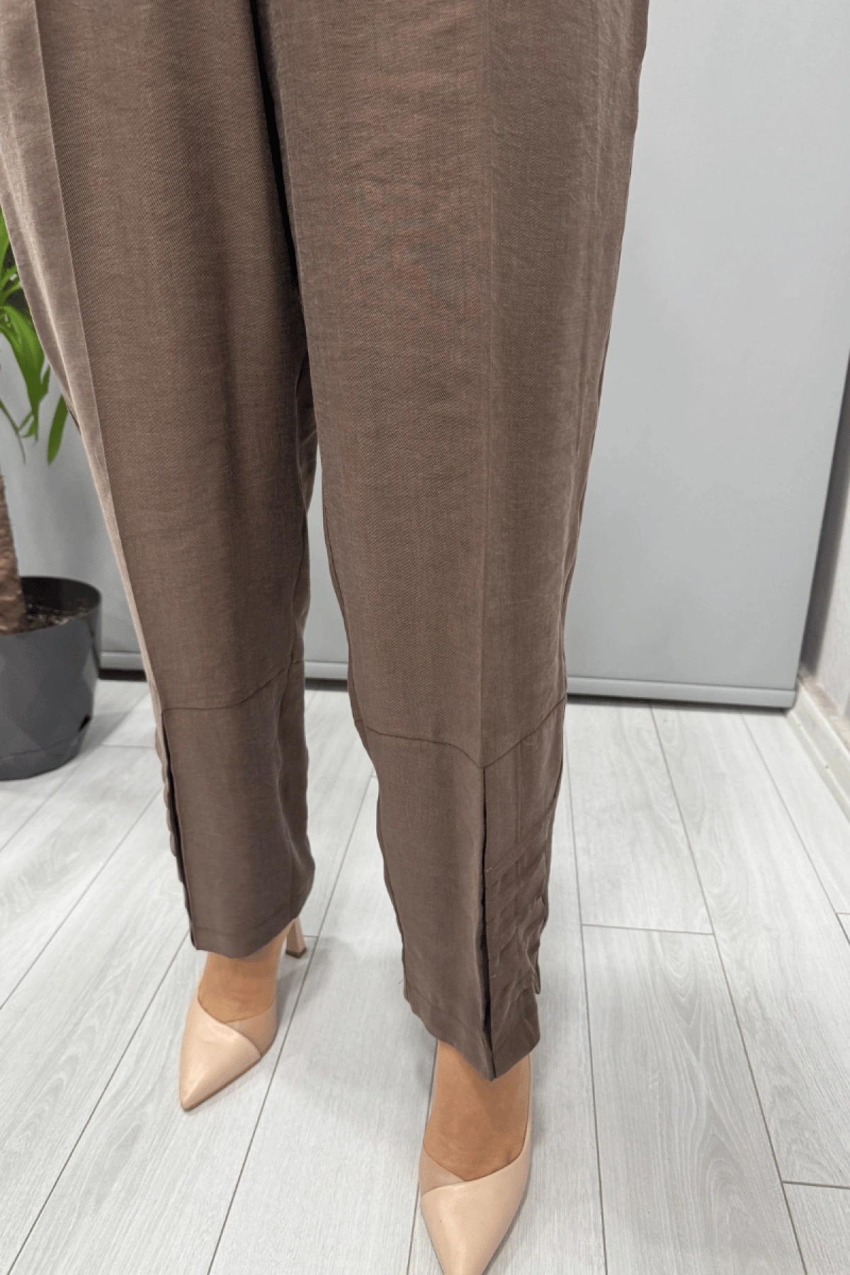 Misswhence Nakış Detaylı Gömlek Pantolon Takım Kahverengi 37301