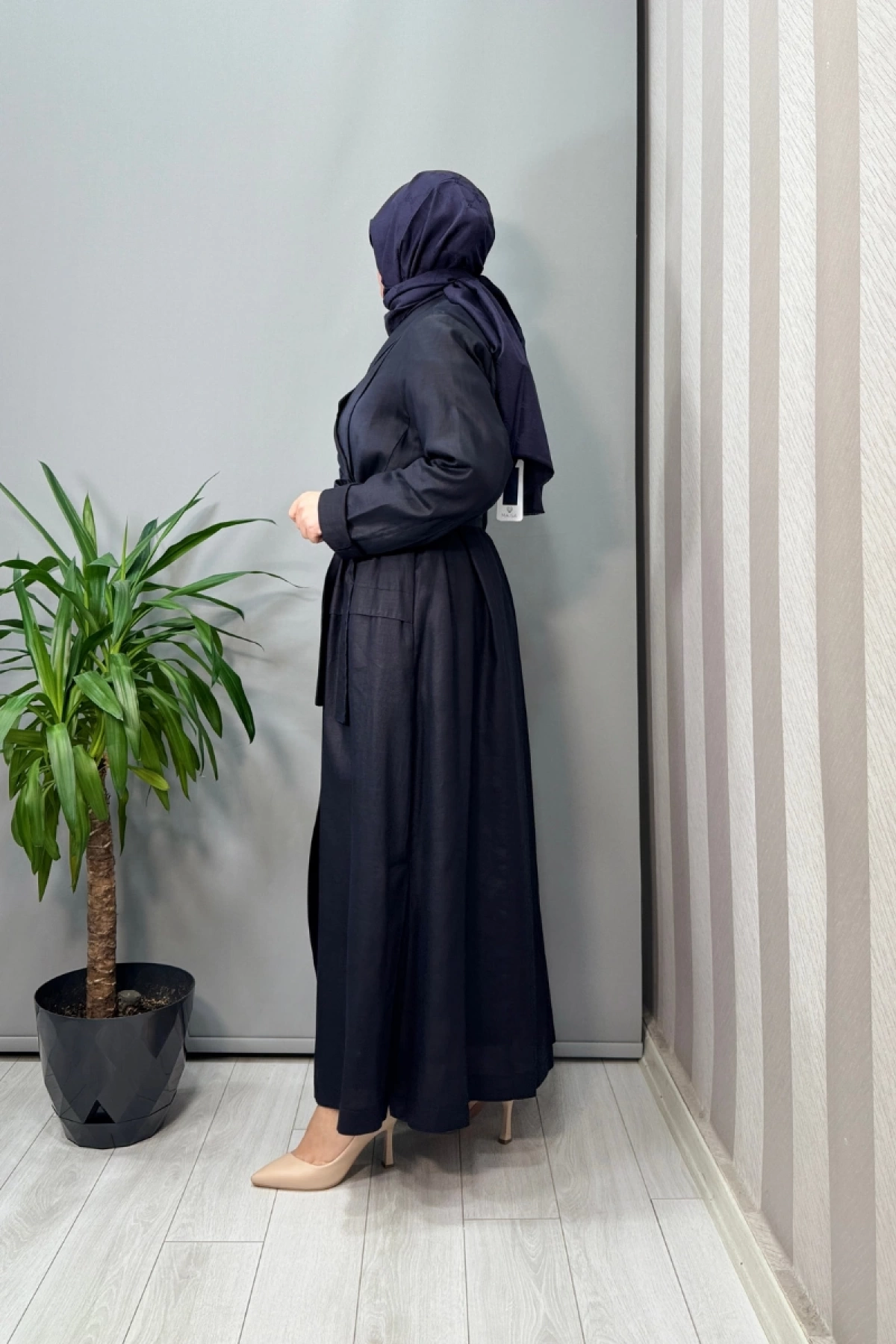Misswhence Nakış Detaylı Tencel Viscon Pardesü Lacivert 37501P