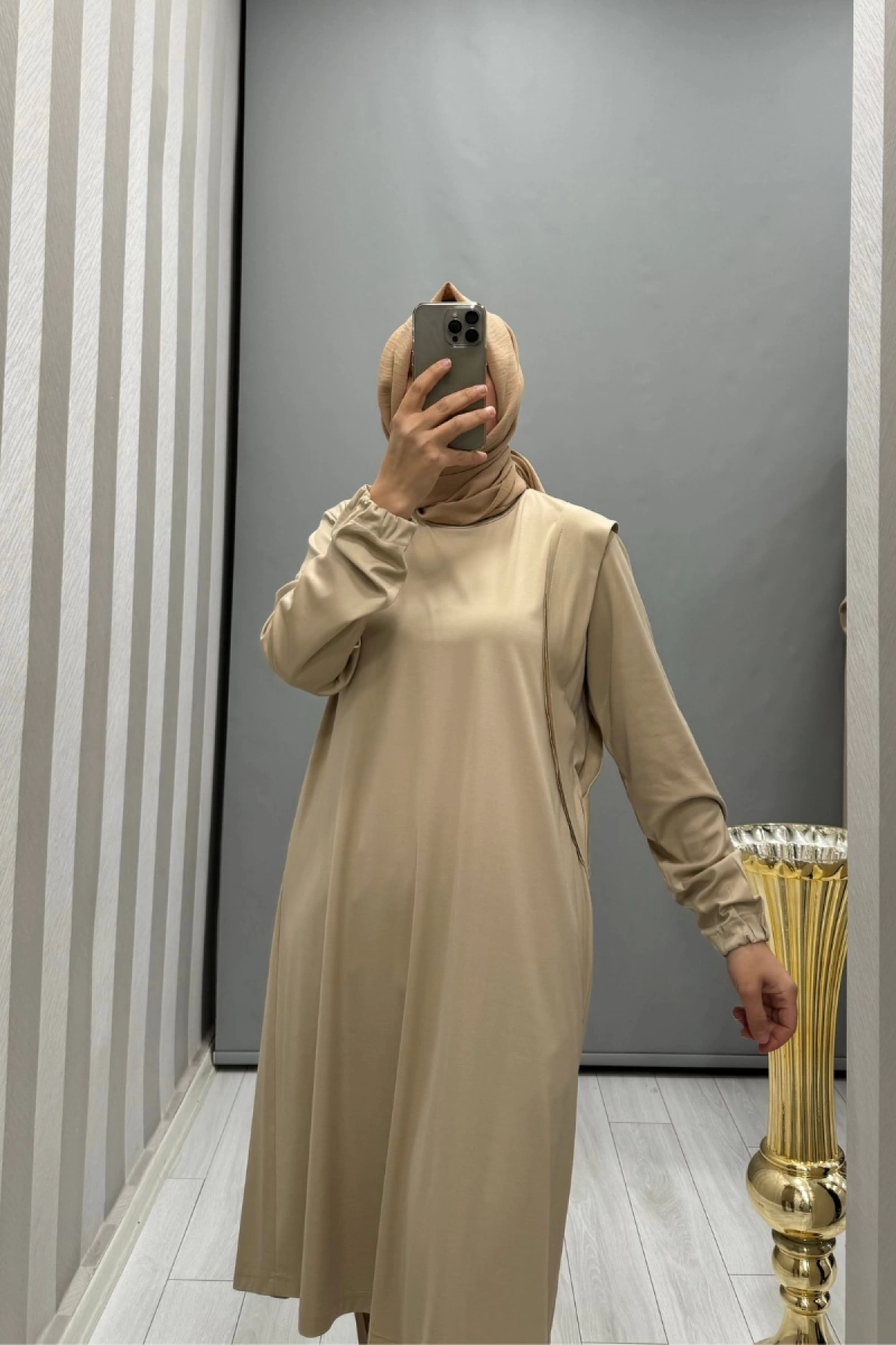 Misswhence Omuz Detaylı Bambu Basic Tunik Camel 35025