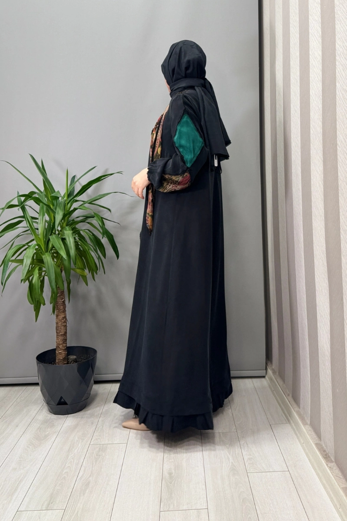 Misswhence Patchwork Detaylı Fularlı Elbise Siyah 37803