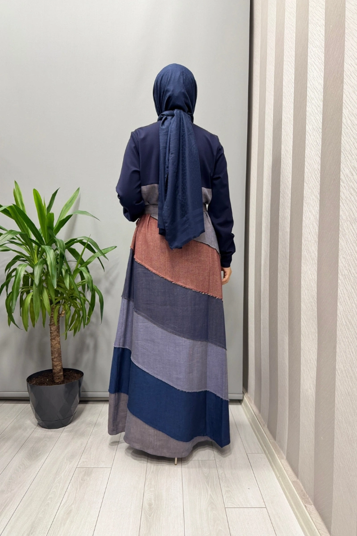 Misswhence Patchwork Elbise Lacivert 38832