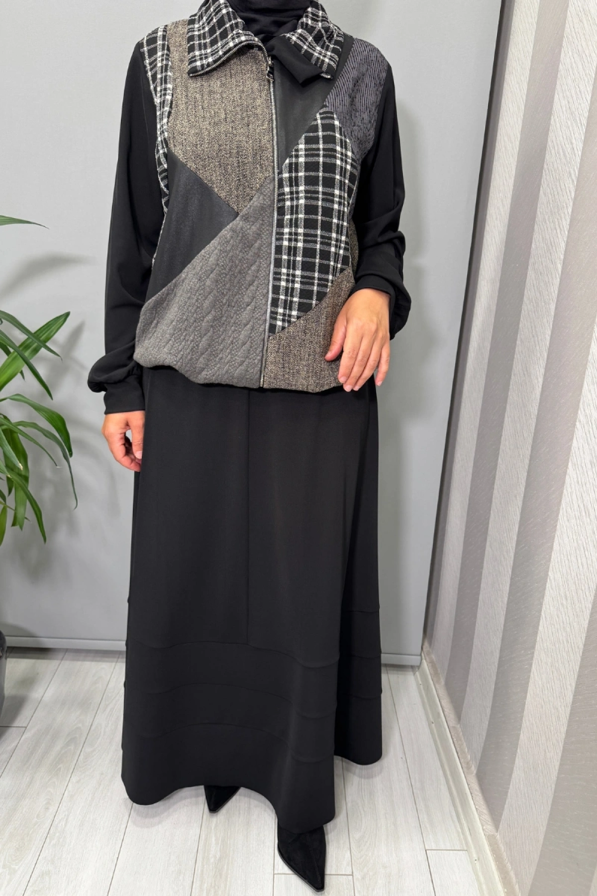 Misswhence Patcwork Ceket Takım Siyah 38200