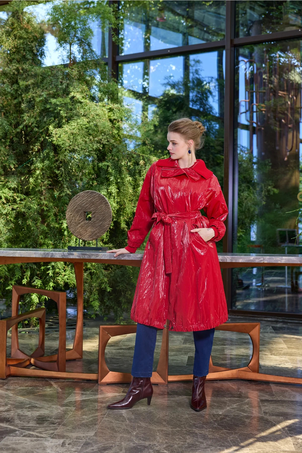 Misswhence Rugan Trençkot Kırmızı 38401