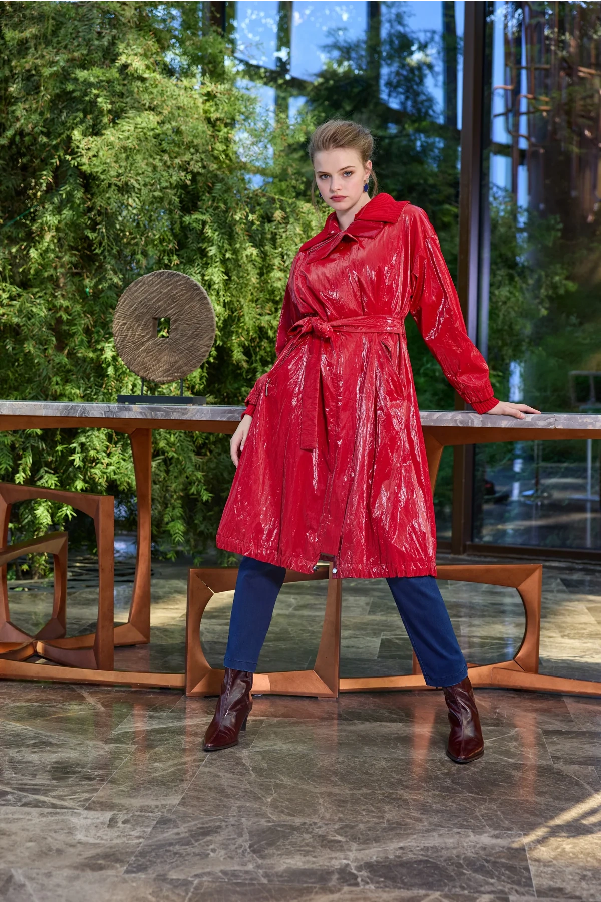 Misswhence Rugan Trençkot Kırmızı 38401