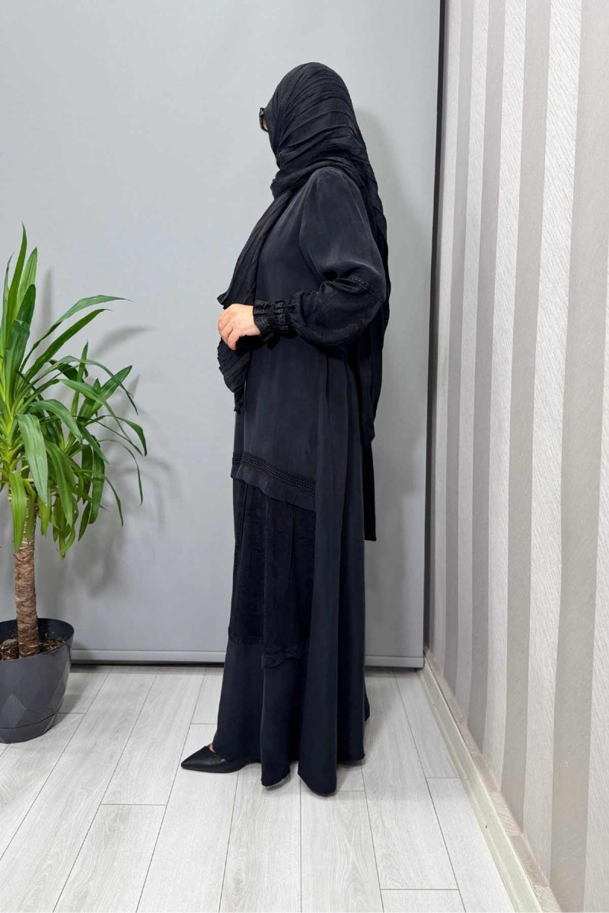 Misswhence Şal Detaylı Cupro İpek Elbise Siyah 38818