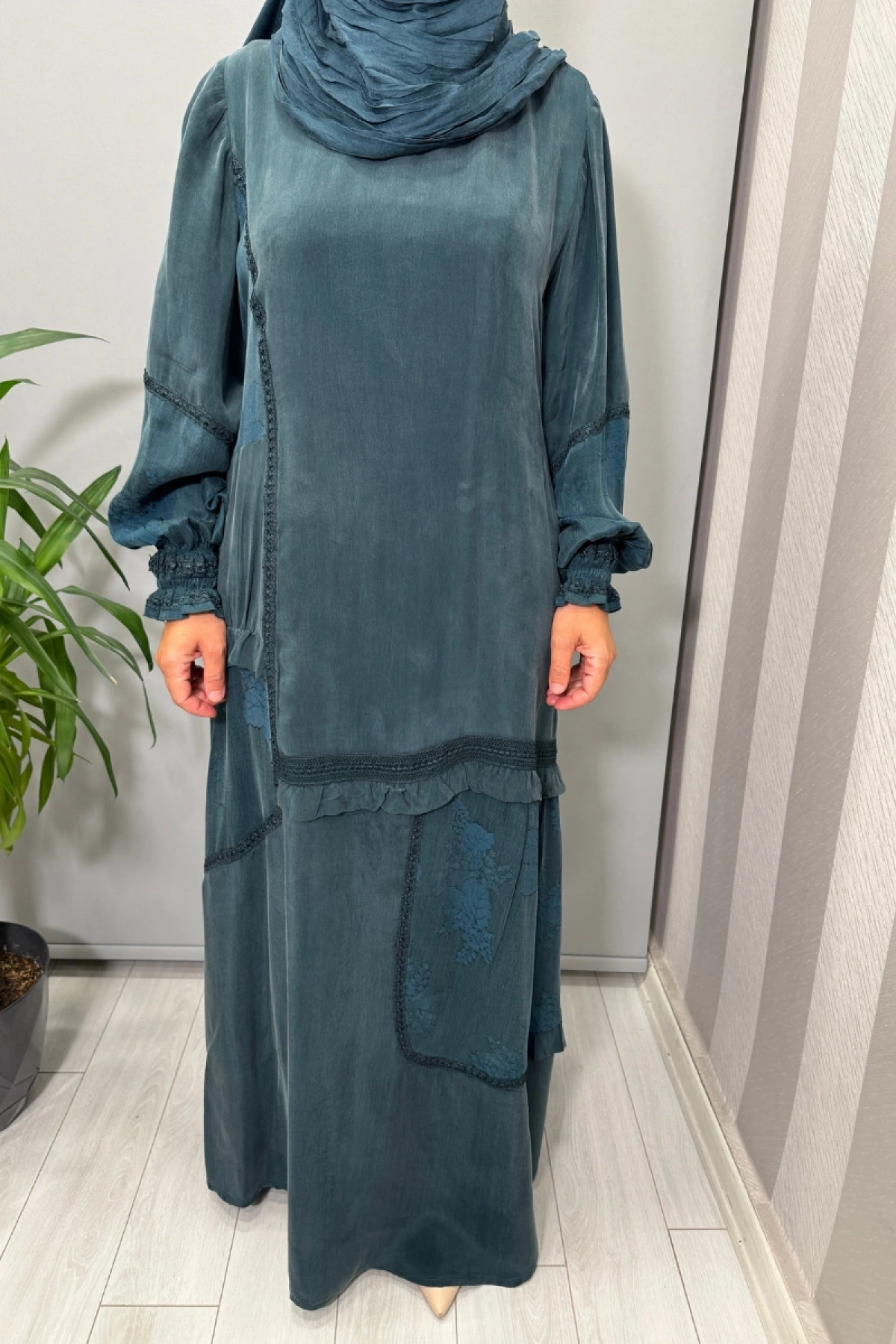 Misswhence Şal Detaylı Cupro İpek Elbise Zümrüt 38818