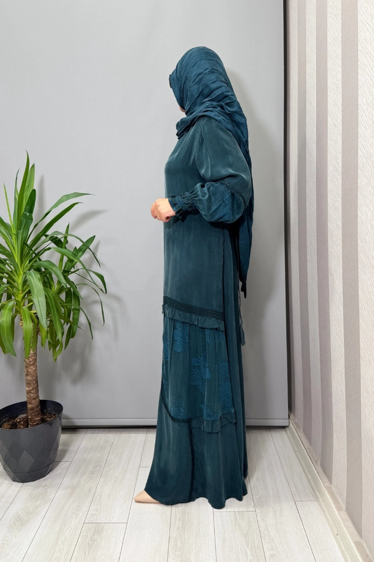 Misswhence Şal Detaylı Cupro İpek Elbise Zümrüt 38818
