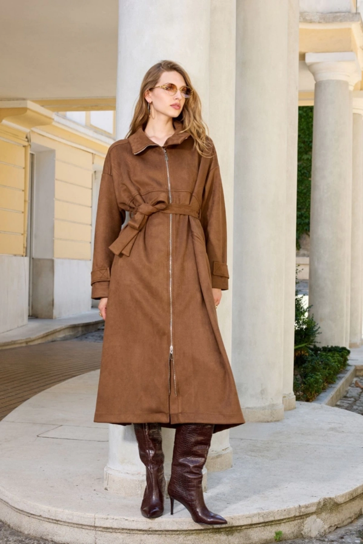MissWhence Suede Overcoat Tan 36405