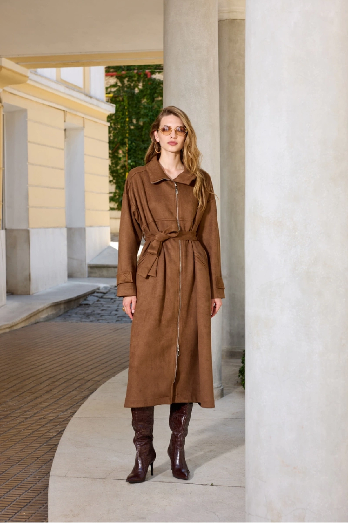 MissWhence Suede Overcoat Tan 36405