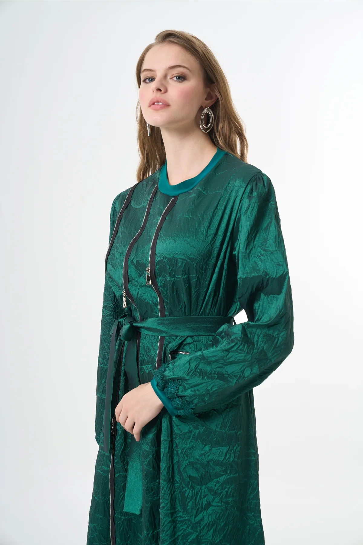 Misswhence Tafta Crush Elbise Yeşil 38804