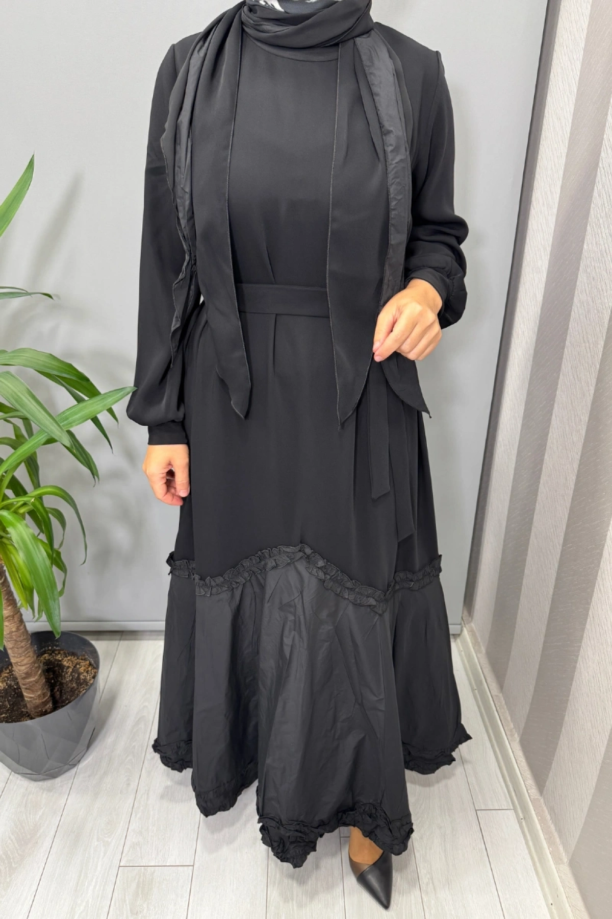 Misswhence Tafta Elbise Siyah 38826