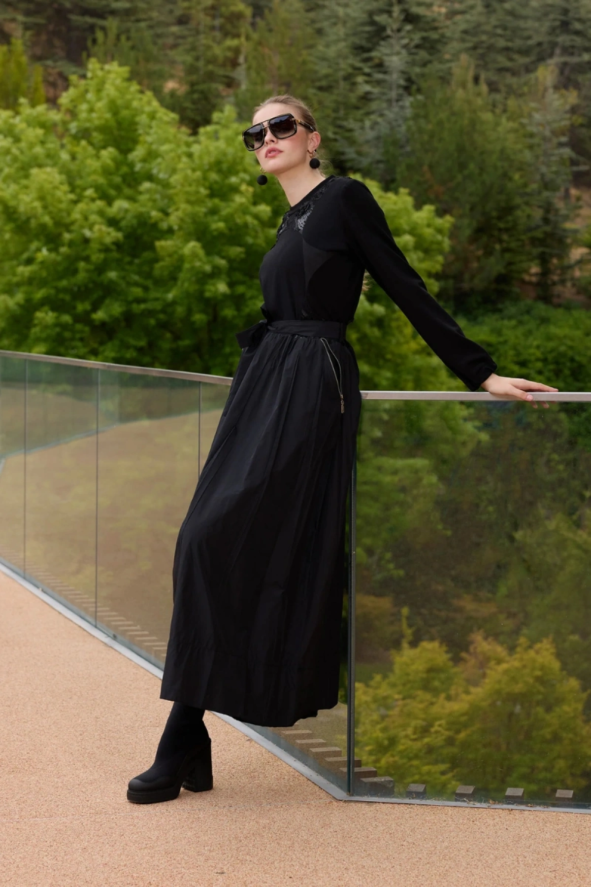 Misswhence Tafta Elbise Siyah 38830