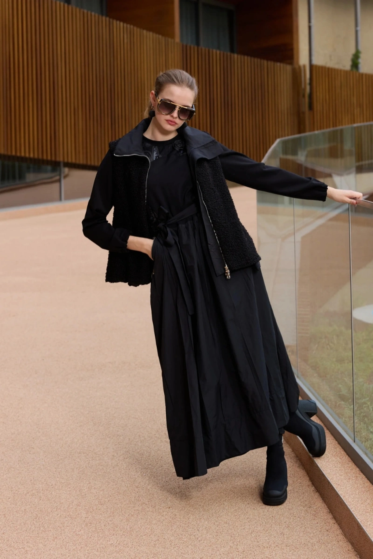 Misswhence Tafta Elbise Siyah 38830